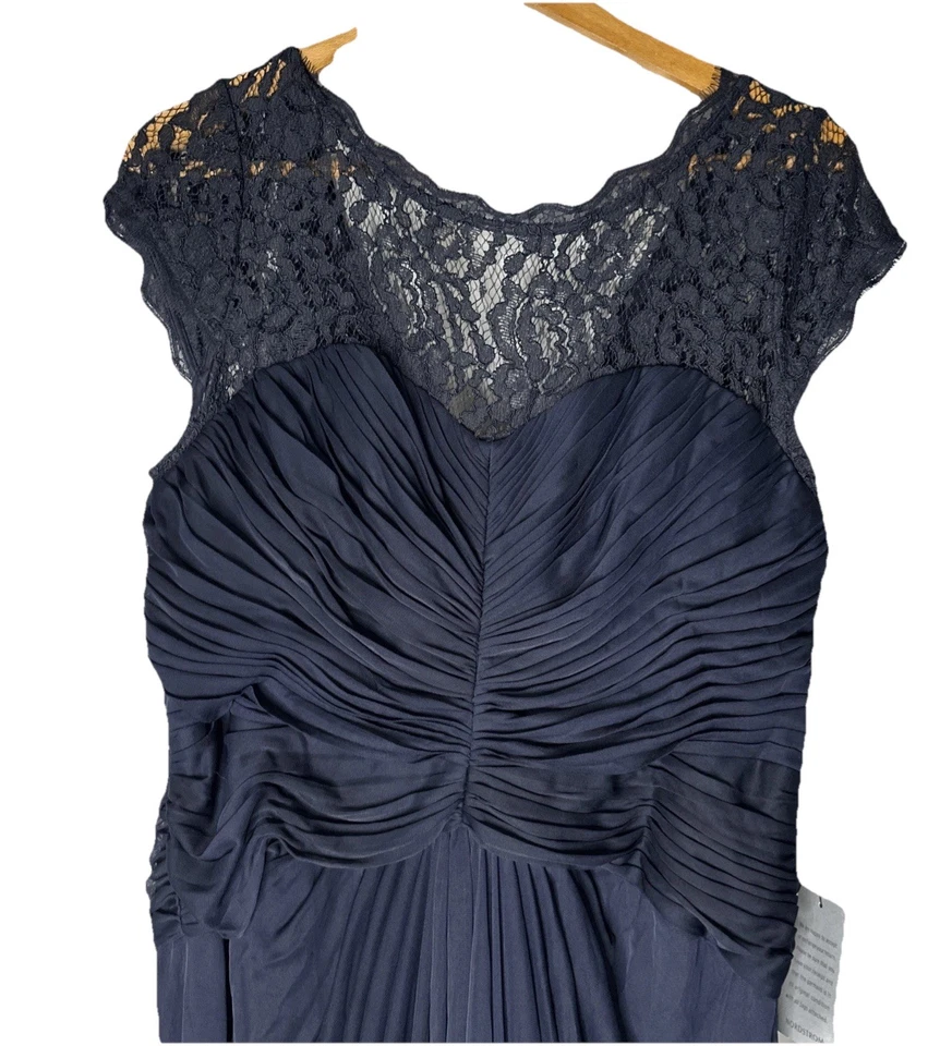 Adrianna Papel Women's Formal Evening Gown Navy Lace Yoke Jersey Size 16 NWOT - Image 4 of 4