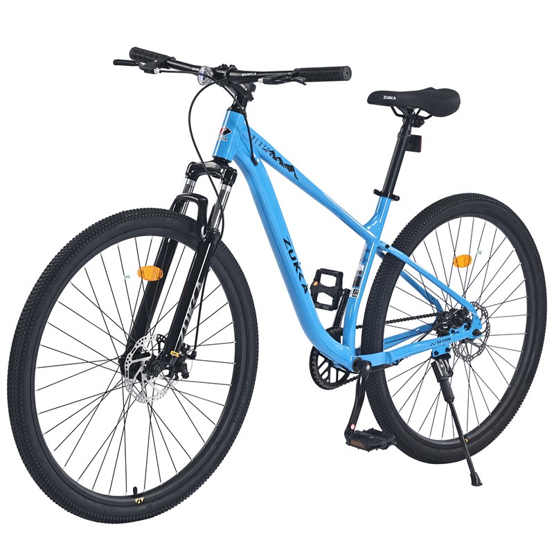 29 Inch Wheels Single Speed Mountain Bike Front Suspension Steel Frame Blue