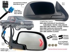Mirror For Silverado Sierra 2003-2006 Power Folding Memory Puddle Passenger Side