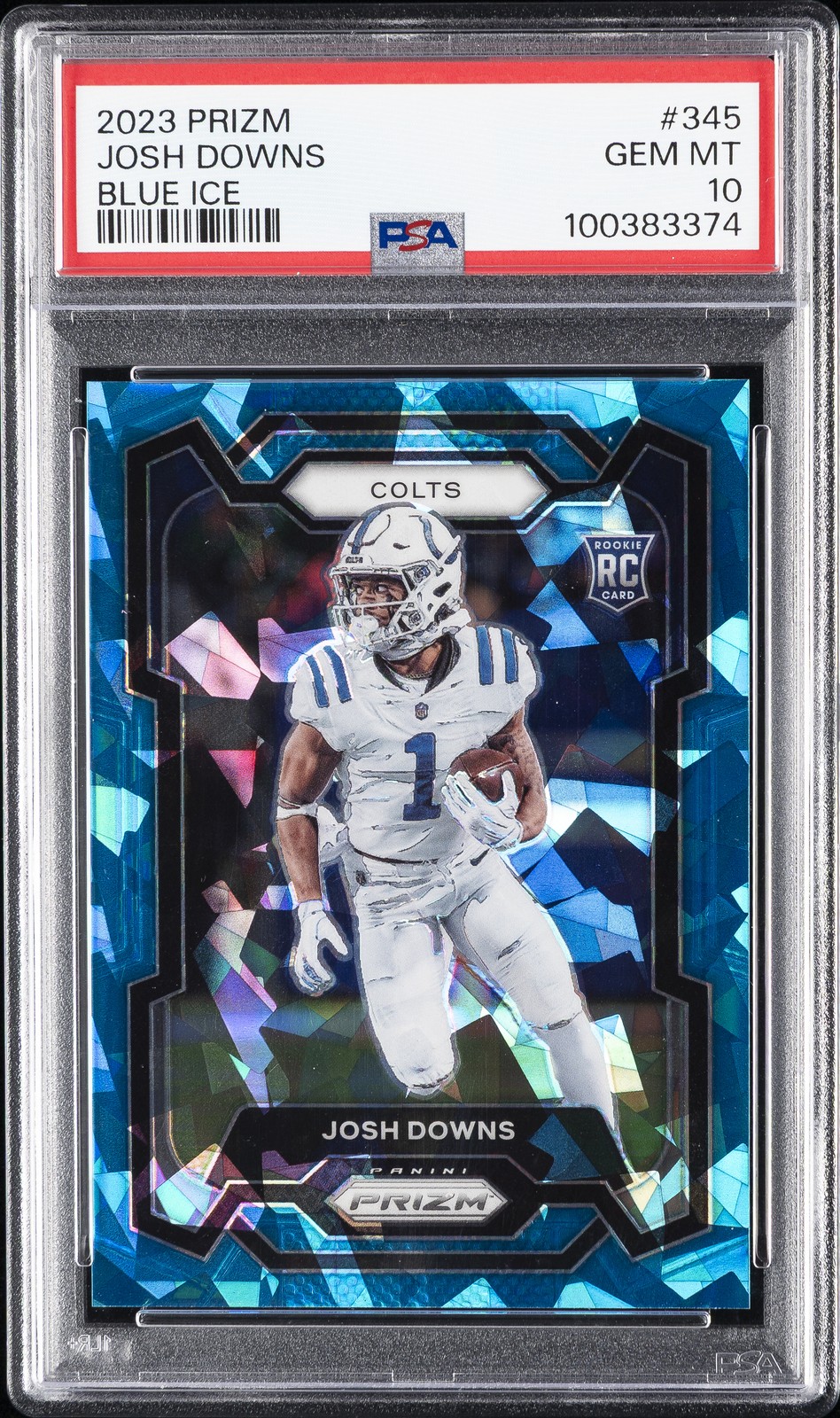 2023 PANINI PRIZM BLUE ICE #345 JOSH DOWNS 23/99 PSA 10