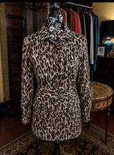 Vintage Italian Women’s Rayon Blend Leopard Print Belted Dress 38” Bust