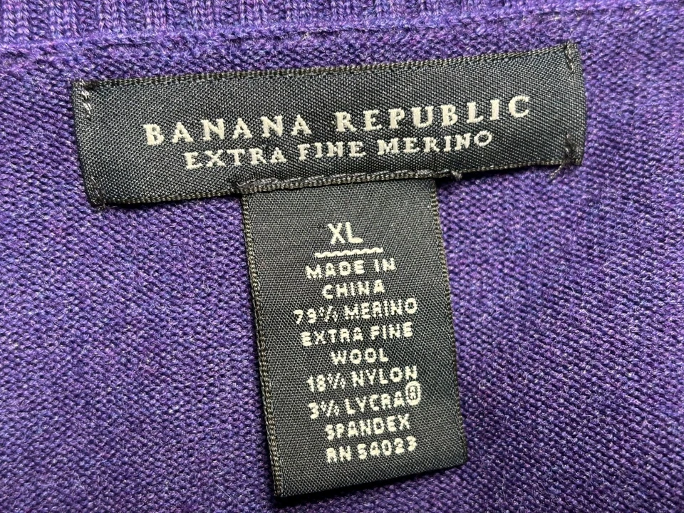 Cardigã suéter feminino Banana Republic lã merino botão para baixo tamanho XL roxo - Imagem 3 de 4