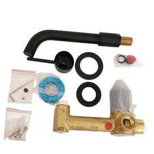 Single Handle Wall Mounted Bathroom Sink Faucet Swivel Spout Bath Matte Black