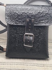 Leather Hand Tooled Mexican Purse Medium Size Crossbody Shoulder Bag