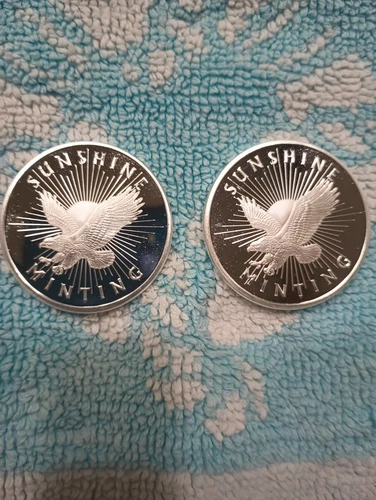 2-Sunshine Silver Eagle Rounds .999 Fine Silver (1 Troy oz. Each)
