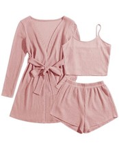 Pajamas for Women Set 3 Piece Lounge Set Soft Pajama Sets Waffle Knit Tank To...