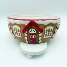 Gingerbread House Bowl Ceramic Hand Painted Holiday Christmas Decor Candy Dish