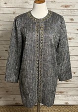 Chico's grey/black/white metallic tweed open front overcoat Size 2/Large/12