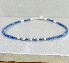 A++ Blue Iolite Faceted Round Gemstone Beads December Birthstone Bracelets 6-8''
