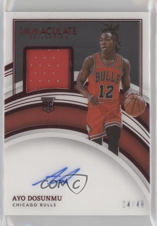 2021-22 Panini Immaculate Red 4/49 Ayo Dosunmu #117 RPA Rookie Patch Auto RC