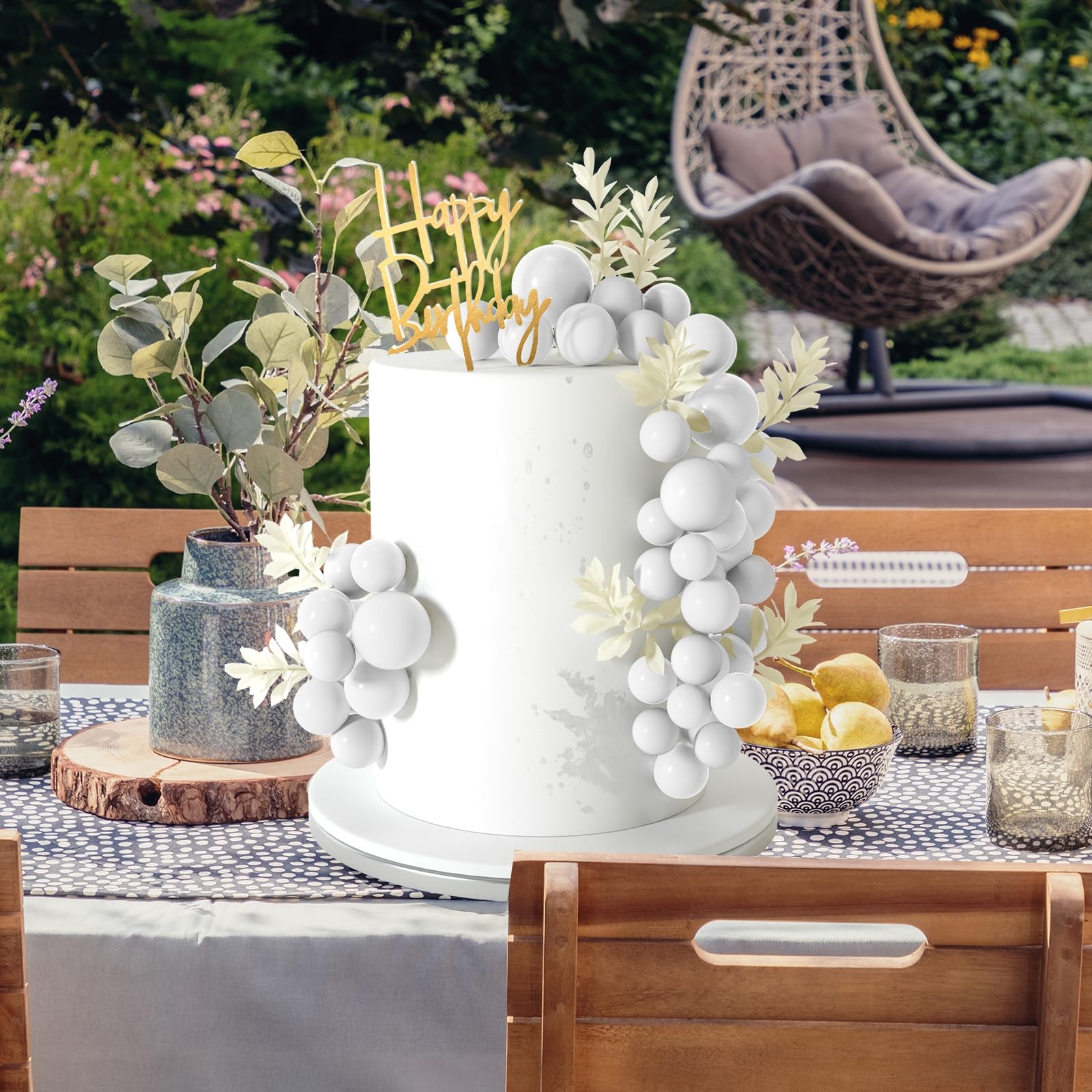 MIAHART Ball Cake Toppers Boho Grass Cake Topper Ball Cake Insert Decoration for