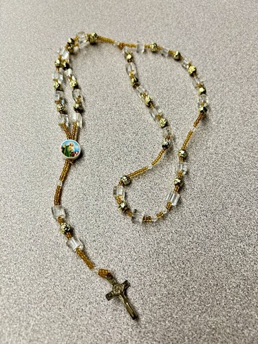 Catholic Rosary Gold, Crystal-Like Beads Prayer Beads