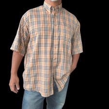 Vintage Burberrys Shirt Mens Large Nova Check Plaid Made In USA Short Sleeve