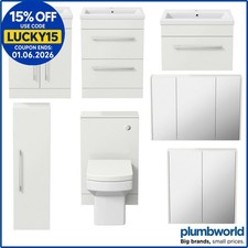 Bathroom Furniture Basin Vanity Toilet Unit Mirror Storage Cabinet Gloss White