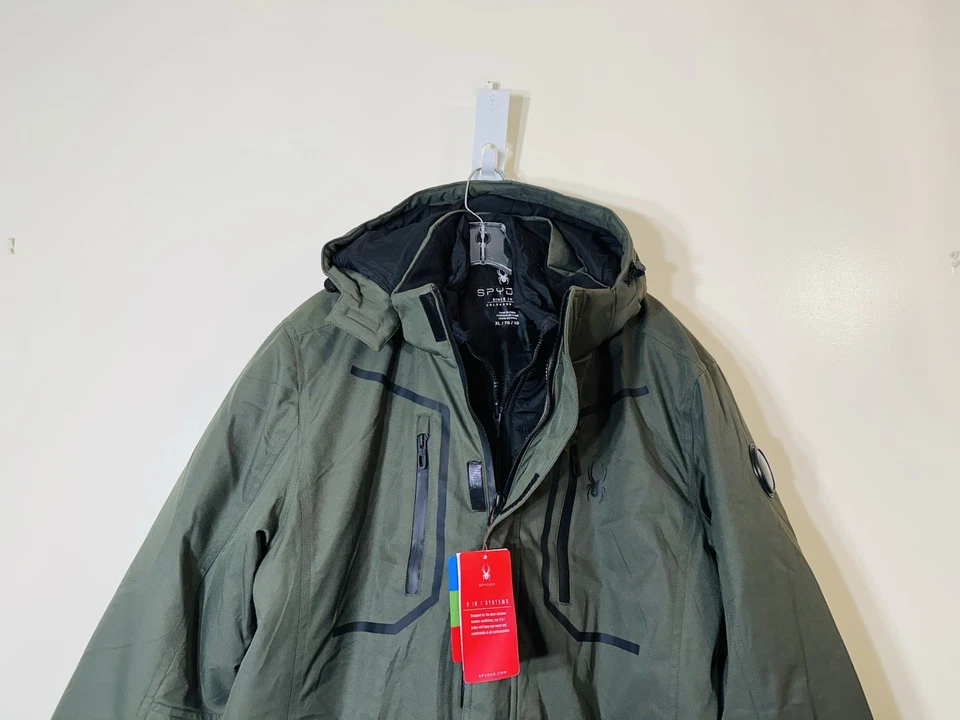 Spyder 3-in-1 hooded insulated men’s snow jacket olive black NWT size XL $299.00 - Image 2 of 4