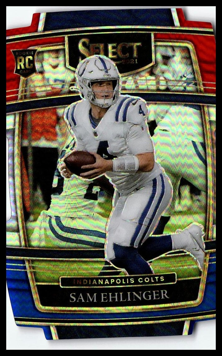 2021 Panini Select #98 Sam Ehlinger Red and Blue Prizm Die Cut