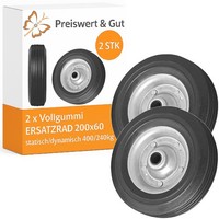 2X Ersatzrad AnhäNger Schubkarre FüR StüTzrad Vollgummi 200X60 400-240Kg