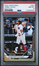 2025 Jorbit Vivas 201 RC Rookie GOLD FOIL /50 New York Yankees Topps Now PSA 8