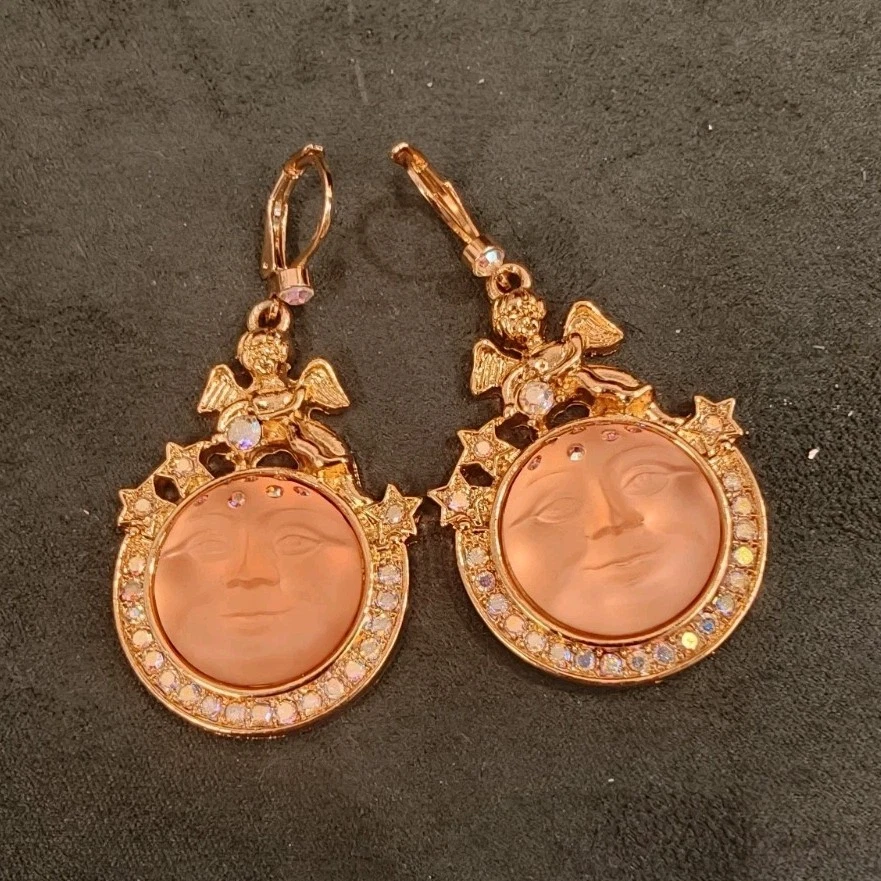 Kirks Folly moon face vintage earrings