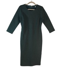 Tahari Green Jewel Textured Dress Size 8 With Zipper Closure & Machine Washable