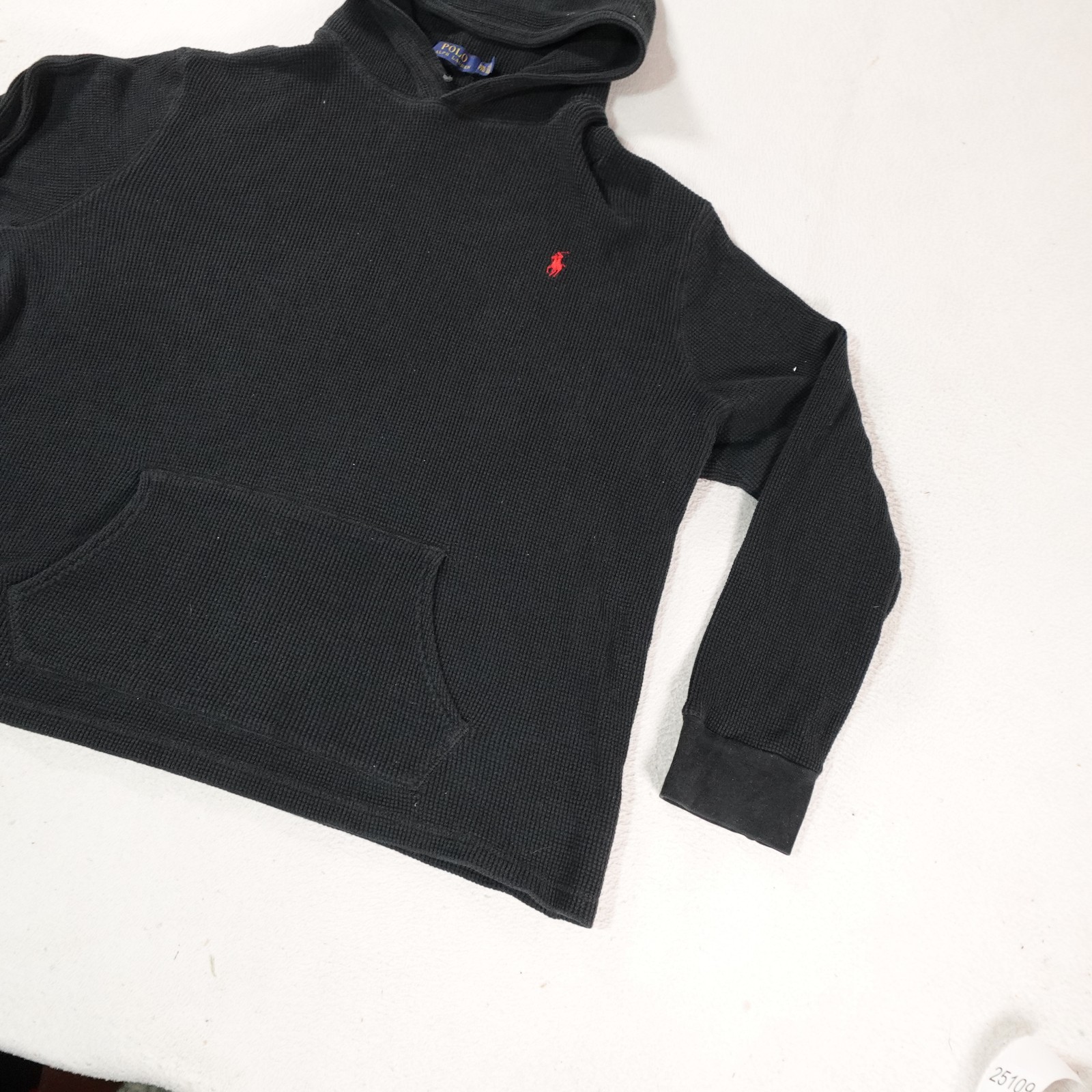 Polo Ralph Lauren Felpa con Cappuccio Uomo 2XL Nero Rosso Pony Waffle Maglia Pullover Felpa