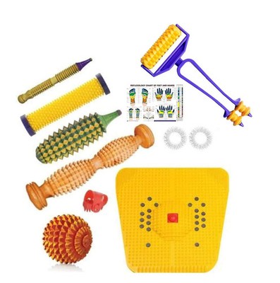 Acupressure Wooden Full Body Massager Kit Power Mat 8Pc Set