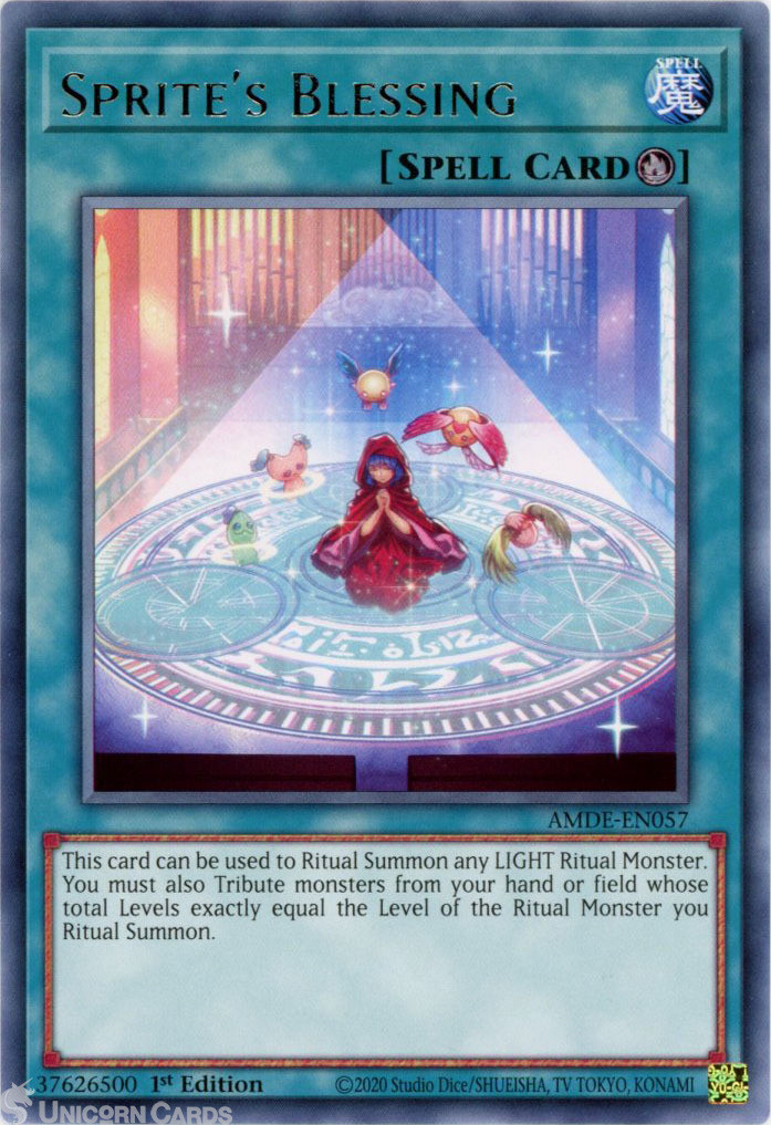 AMDE-EN057 Sprite's Blessing :: Rare 1st Edition Mint YuGiOh Card