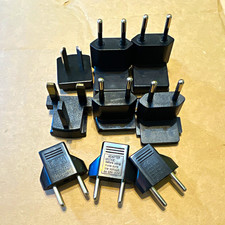 US to EU 2-Prong Travel Plug Adapter Lot, 125/250V 6A, Assorted Styles 9619
