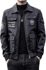 Giacca biker uomo ecopelle stile CAFE racer capospalla pelle nera