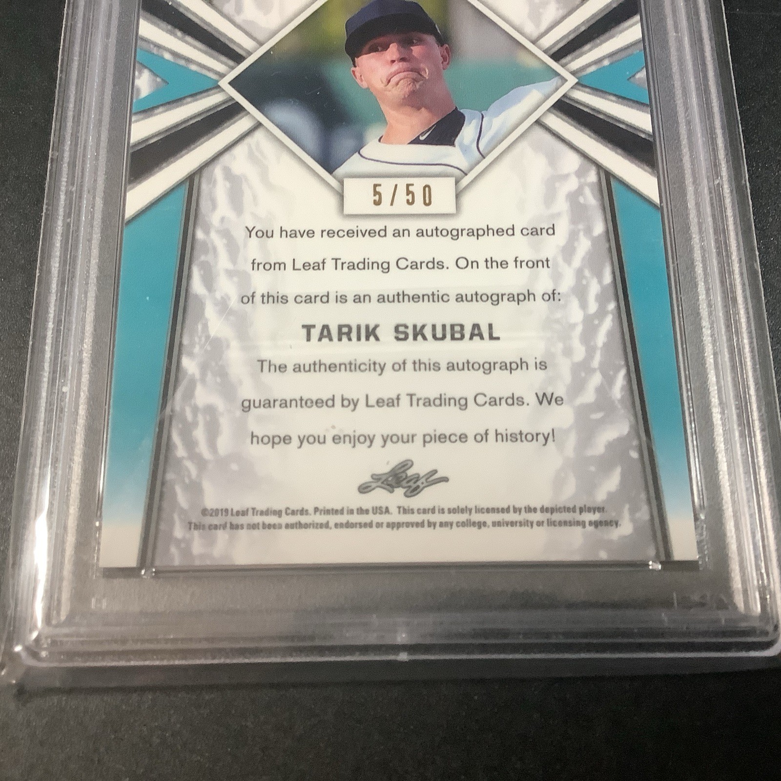 2019 Leaf Flash Tarik Skubal Blue RC Auto /50 PSA 10 GEM MT - POP 1 -2x CY YOUNG view 6