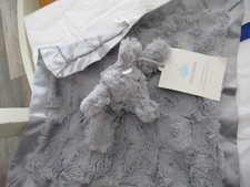 Cloud Island Gray Elephant Lovey Blanket Swirls Soft Satin Baby 14" new nwt