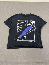Vintage 90s Ty Wilson T-Shirt Mens Large Black Stretching Woman Art To Wear Tee