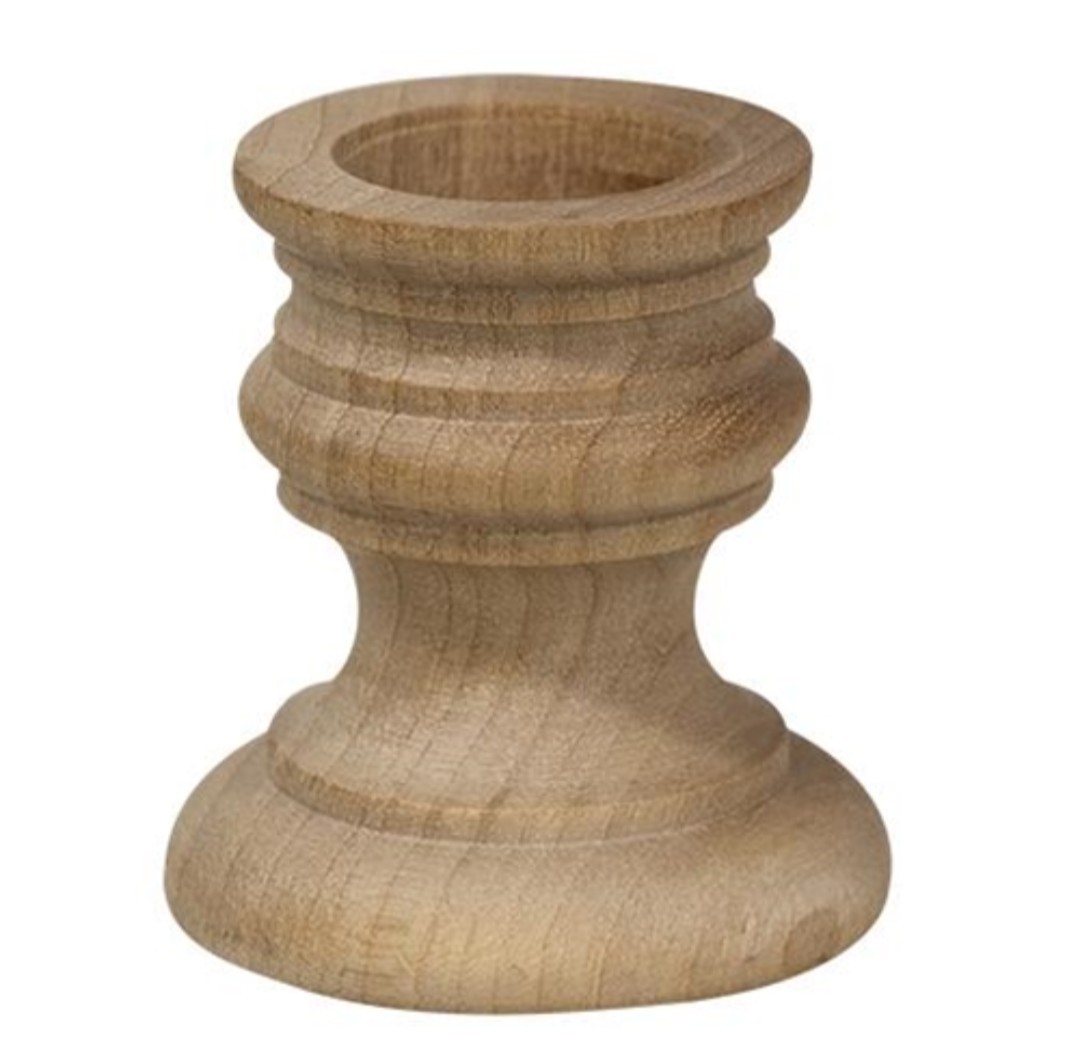 Unfinished Wooden Country Candle Taper Holder