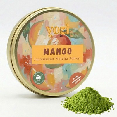YOZI Ceremonial japanischer Matcha Tee Pulver mit Mango Geschmack 40 g Dose