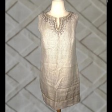 LOFT Beige Embroidered Dress
