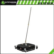 16" Pressure Washer Surface Cleaner w/ 4 Wheels & 2 Extension Wands Black