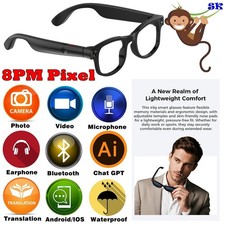 AI Smart Glasses Smart Bluetooth Sunglasses with AI Translation, Music & Calls