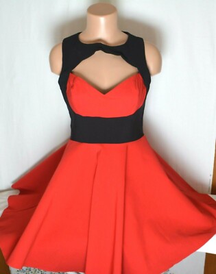 red midi skater dress