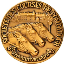 [#182085] France, Medal, Société des Courses de Pompadour, 150 Ans, Sports & lei