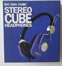 Brand NEW Stereo Cube Headphones Purple w/ 3.5mm Headphone Jack