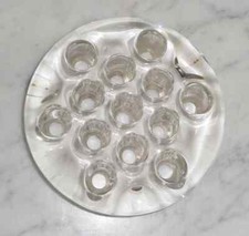 Flower Frog 13 Hole Footed Clear Glass 4 1/2 inch, large Vintage