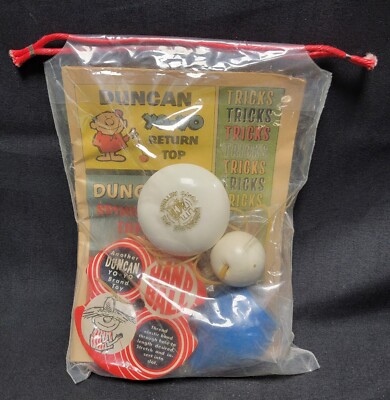 RARE Vintage 1962 Duncan Yo Yo, Return, & Spinning Top Handball Tricks Set