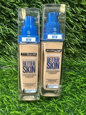Maybelline Super Stay Better Skin Foundation 15 Ivory ~  2 Pcs Unsealed New