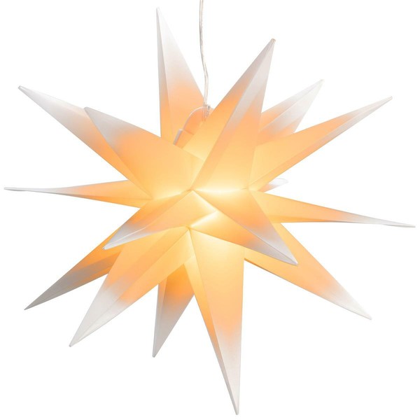 Weihnachtsstern Weiß Pvc 10 Led Warm Weiß Ø 35 Cm Timer Batterie Xmas-Stern-image
