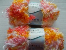 Needle Crafters Soft 'n Fuzzy yarn, Fruity, lot of 2 52 yds each 