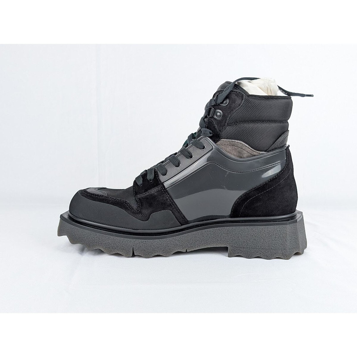 Off-White Black and Gray Hiking Sponge Boots - New OFF-WHITE Spongesole Leather Ankle Boot Sand Black Men main image 3