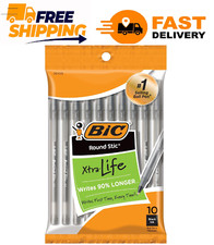 BIC Cristal Xtra Life Medium Point Ball Pen, Black Ink, 10 Pack