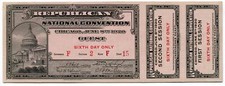 Vintage Republican National Convention Admission Coupon Ticket Day 2 Session 2