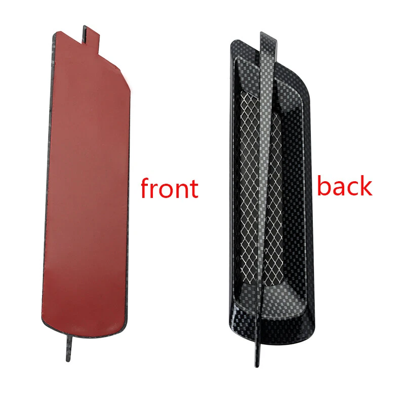 2x Pegatinas de rejilla de admisión de cubierta de guardabarros de ventilación de flujo de aire lateral del automóvil color fibra de carbono Foto 4 de 4