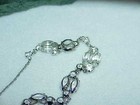 Sterling Silver Oval Crystal Jewel Necklace Earring Set Mid Century Modern  — photo 4